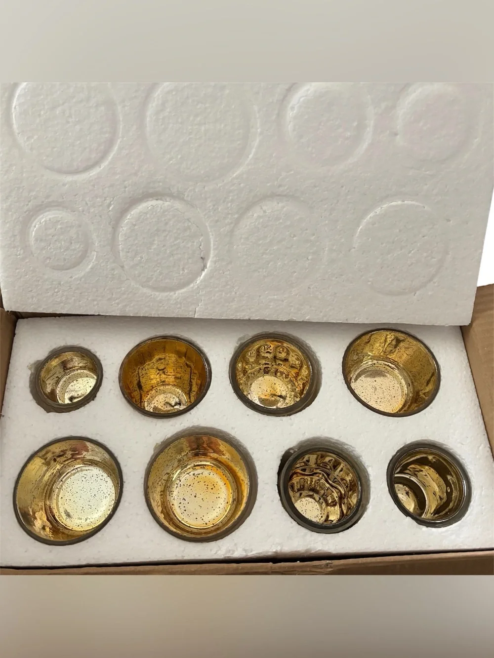 DN DECONATION 8PCS Gold Assorted Mercury Glass Votive Candle Holders